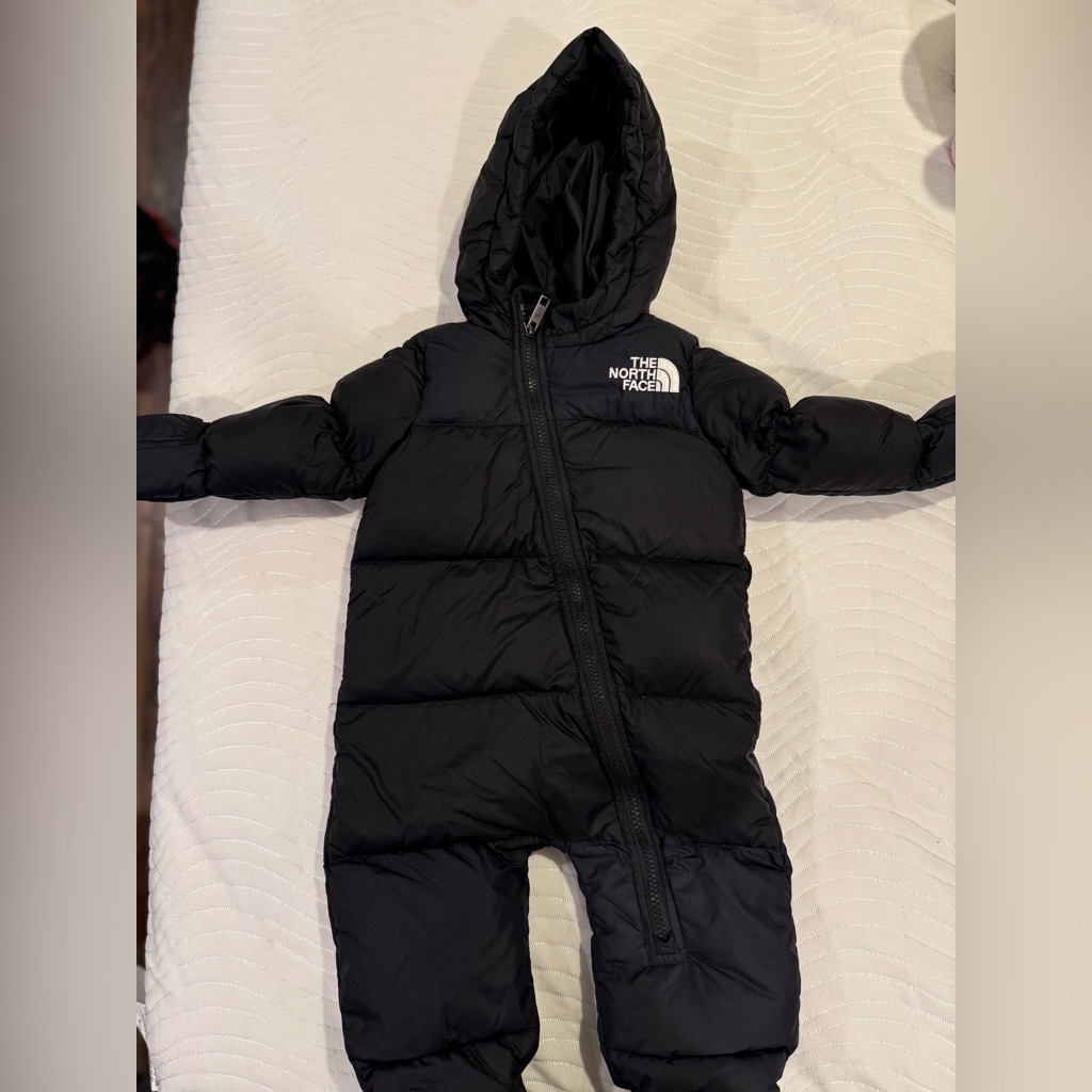 The North Face Black Hooded Kids One-Piece Snowsuit